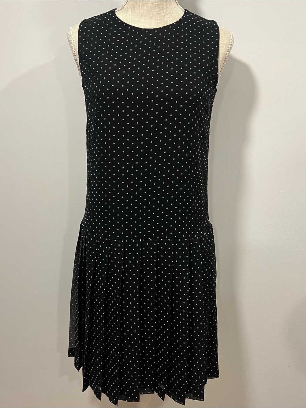 Uniqlo Black Polka Dot Sleeveless Drop-Waist Dress